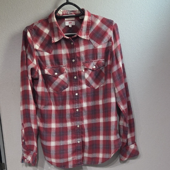 Levi's Red and White Plaid Shirt - Picture 1 of 5